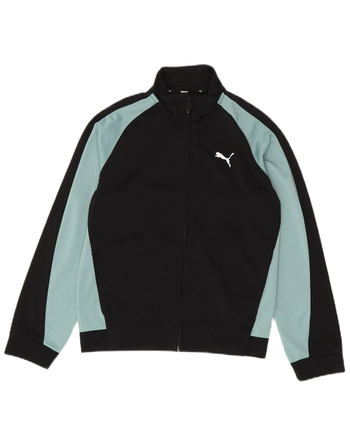Puma Boys Tracksuit Top Jacket 11-12 Years Medium Black Colourblock