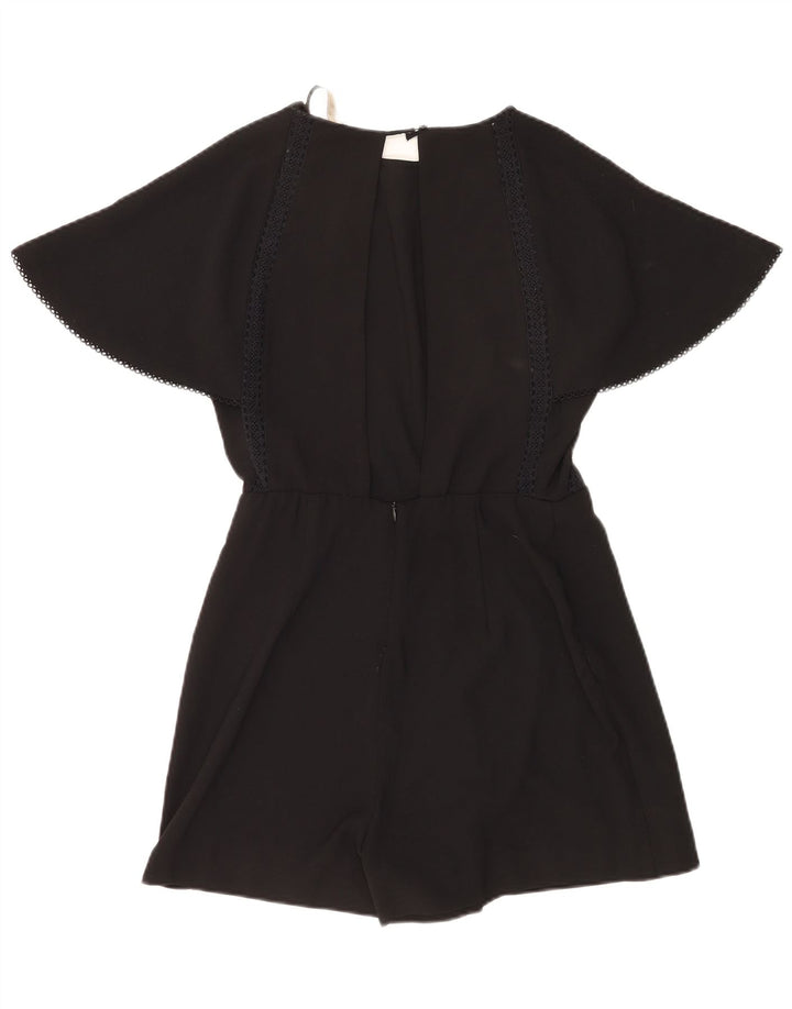Zara Womens Short Sleeve Playsuit UK 14 Large Black