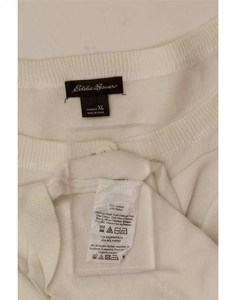 EDDIE BAUER Womens Cardigan Sweater UK 18 XL White Cotton Vintage Eddie Bauer and Second-Hand Eddie Bauer from Messina Hembry 