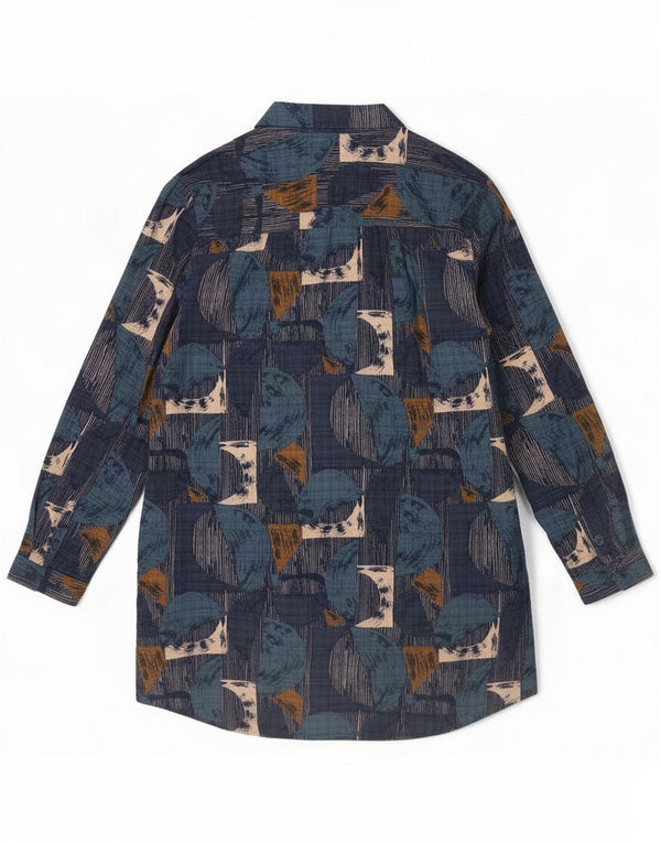 Seasalt Cornwall Womens Shirt UK 12 Medium Navy Blue Geometric Cotton