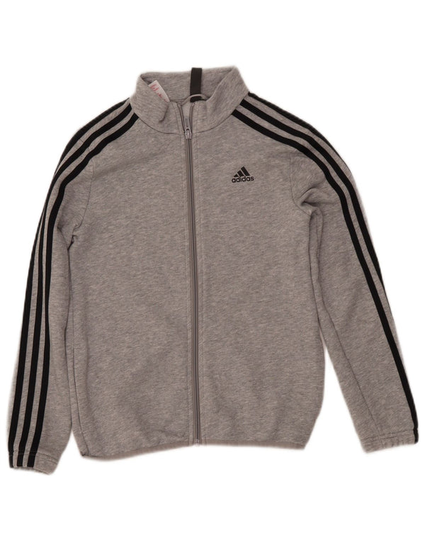 ADIDAS Boys Primegreen Tracksuit Top Jacket 9-10 Years Grey Cotton