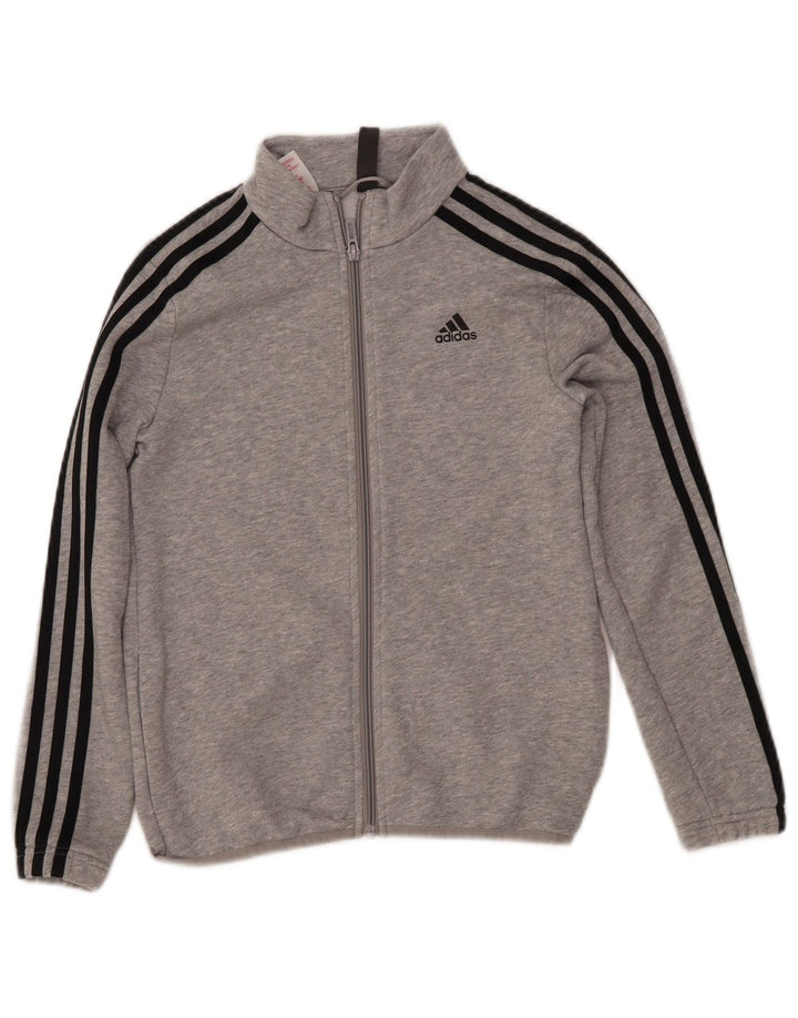ADIDAS Boys Primegreen Tracksuit Top Jacket 9-10 Years Grey Cotton