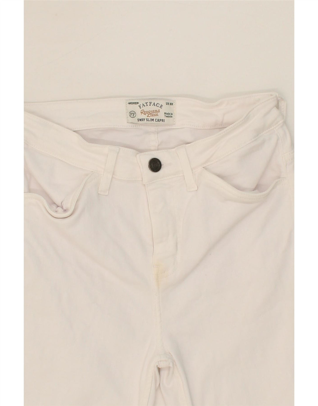 FAT FACE Womens Capri Jeans UK 8 Small W26 L20 White Cotton Vintage Fat Face and Second-Hand Fat Face from Messina Hembry 