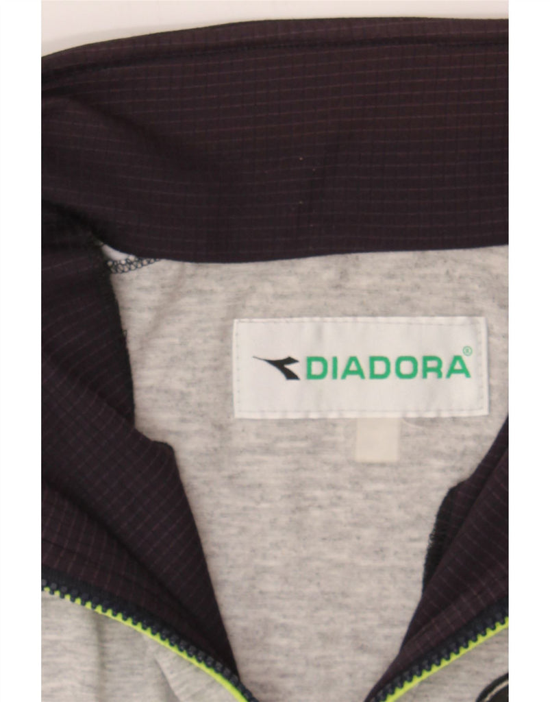 DIADORA Mens Zip Neck Pullover Tracksuit Top XL Grey Colourblock Vintage Diadora and Second-Hand Diadora from Messina Hembry 