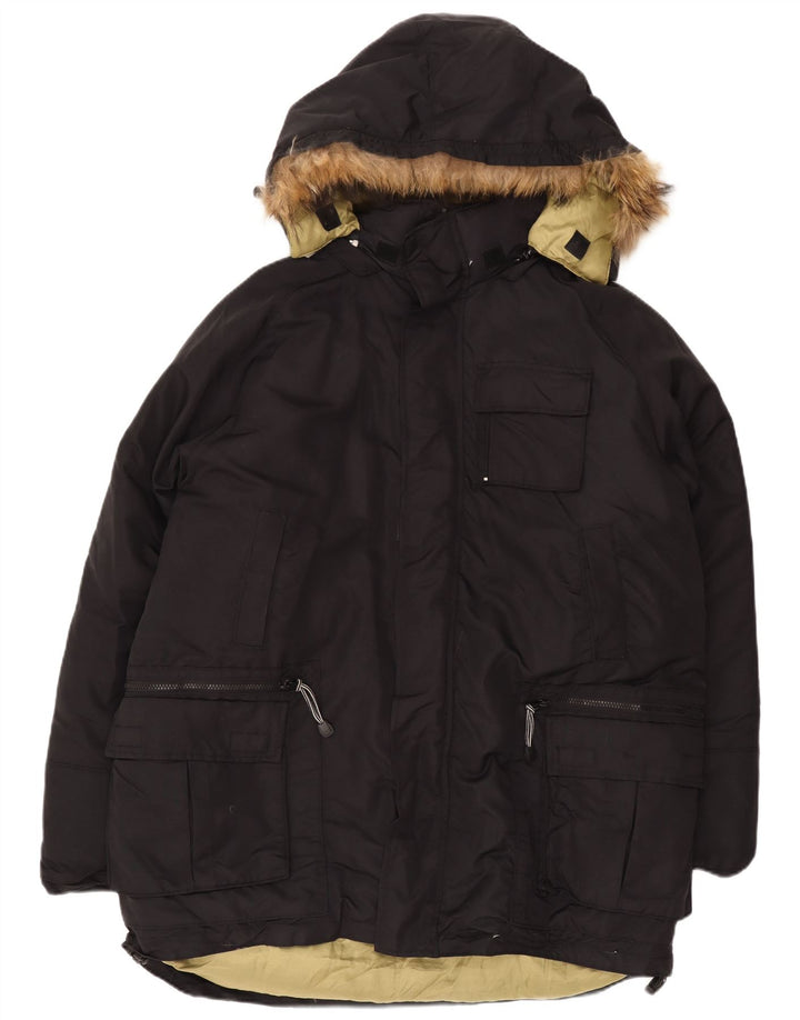 Woolrich Mens Hooded Padded Jacket UK 42 XL Black Nylon