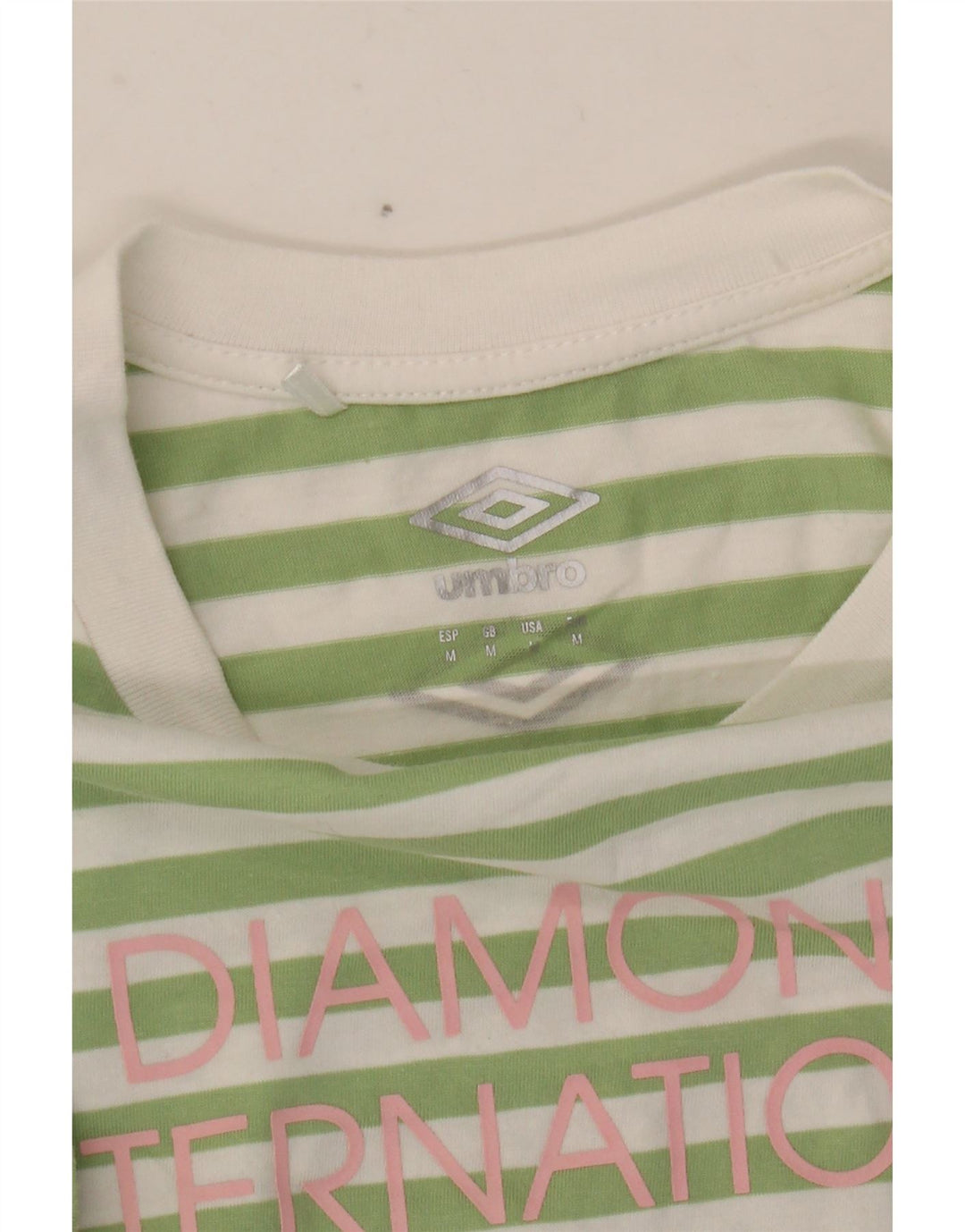UMBRO Womens Graphic T-Shirt Top UK 12 Medium Green Striped