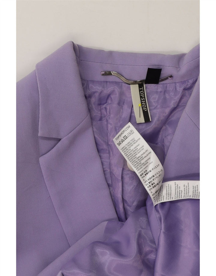 Topshop Womens Double Breasted Blazer Jacket UK 8 Small Purple Polyester