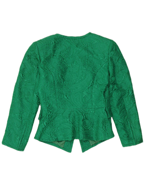 Vintage Womens 5 Button Blazer Jacket UK 12 Medium Green Paisley