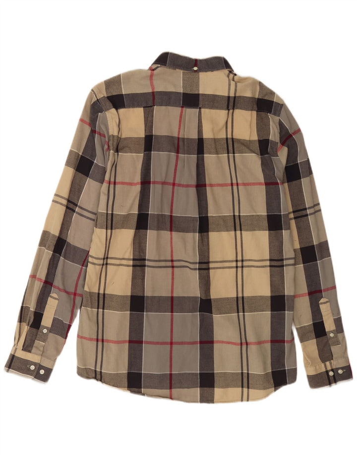 Barbour Mens Tailored Fit Shirt Large Beige Check Cotton