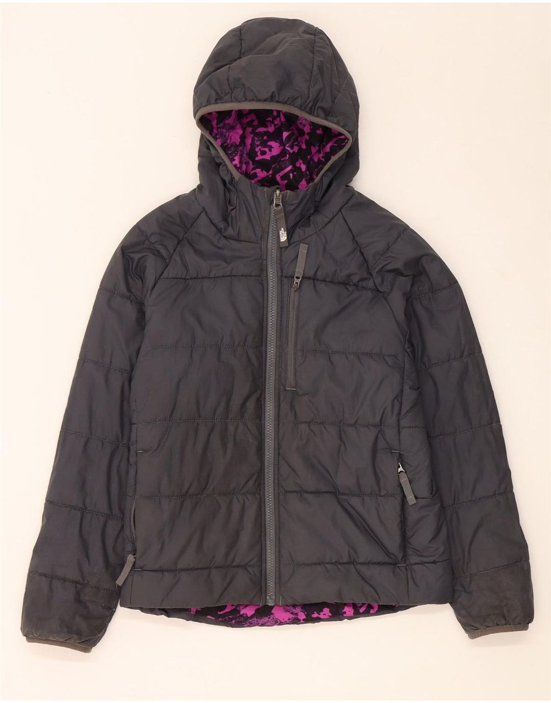 The North Face Girls Hooded Reversible Jacket 9-10 Years Medium Black