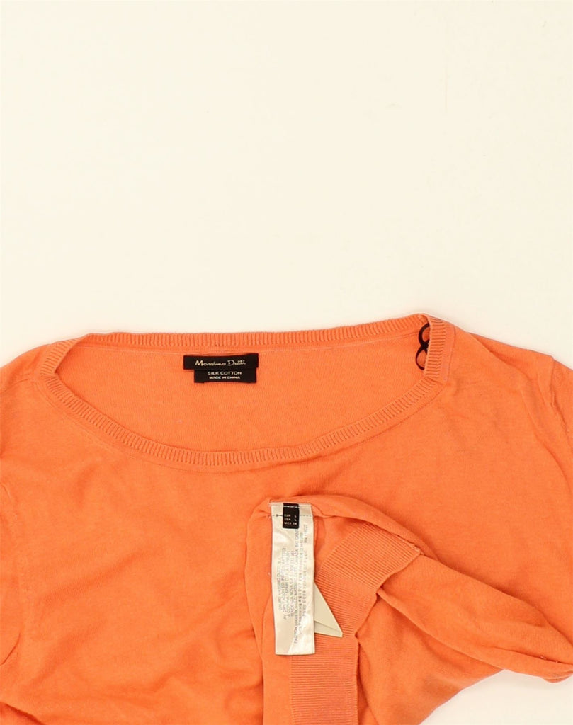 MASSIMO DUTTI Womens Crew Neck Jumper Sweater UK 68 Large Orange Cotton | Vintage Massimo Dutti | Thrift | Second-Hand Massimo Dutti | Used Clothing | Messina Hembry 