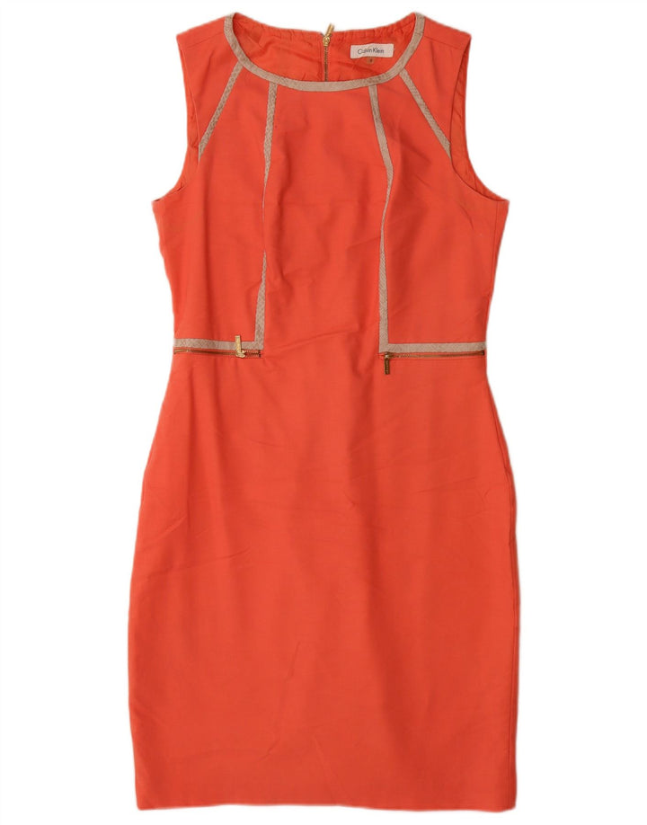 Calvin Klein Womens Sleeveless Sheath Dress US 6 Medium Orange