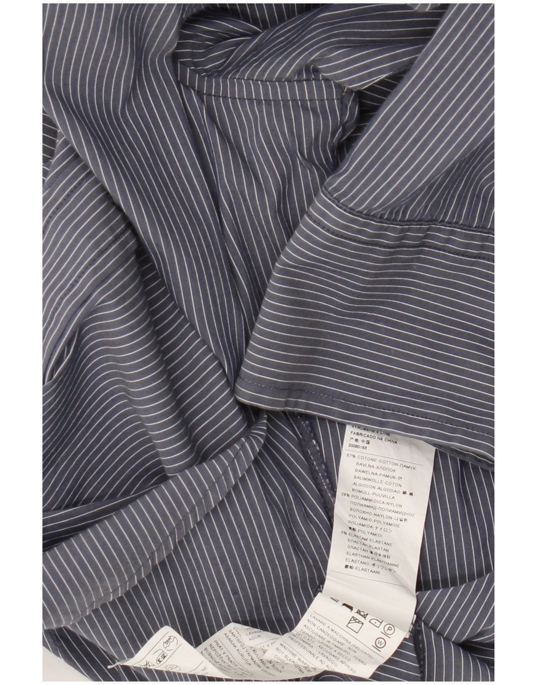 Benetton Mens Shirt Large Navy Blue Pinstripe Cotton