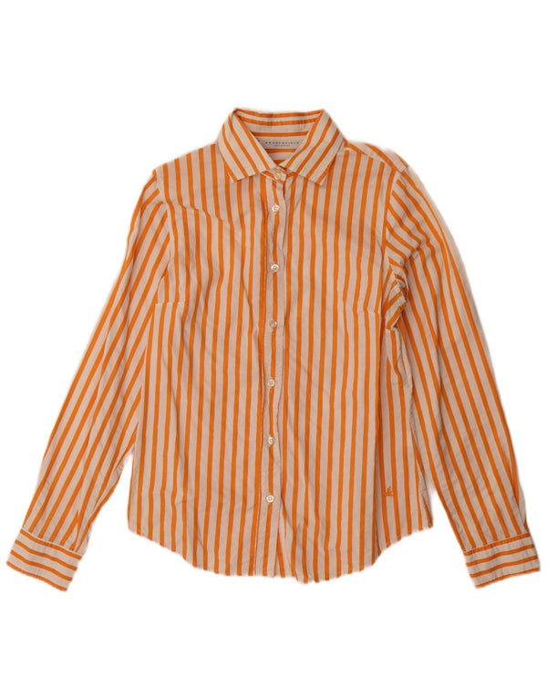 Brooksfield Womens Shirt IT 46 Large Orange Pinstripe Cotton