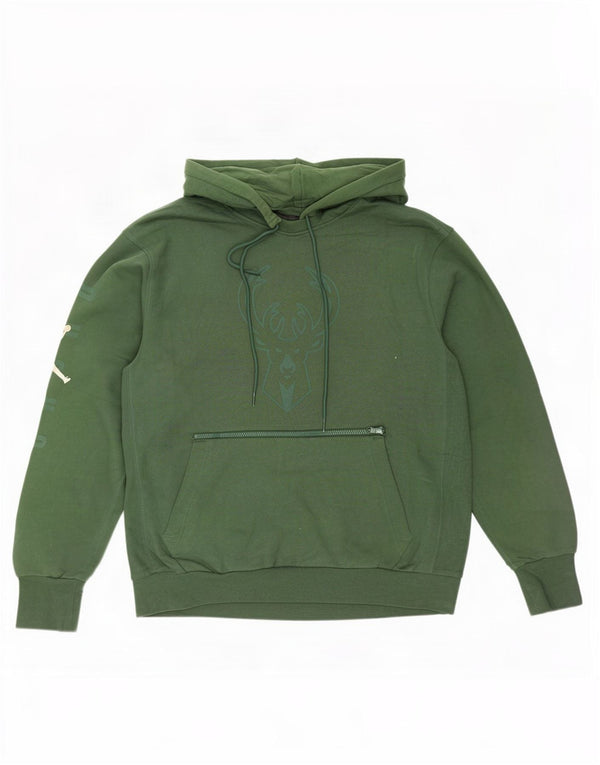 Jordan Mens Milwaukee Bucks Graphic Hoodie Jumper Medium Green Cotton