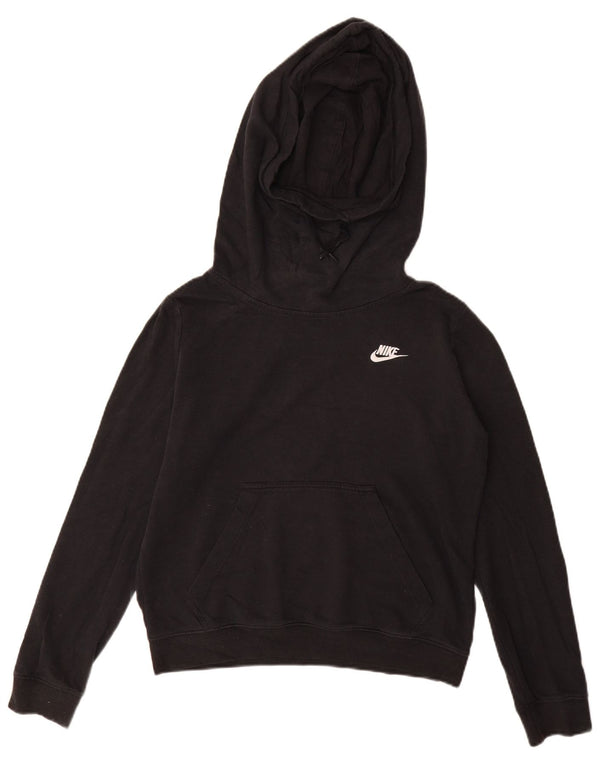 Nike Womens Hoodie Jumper UK 14 Medium Black Cotton