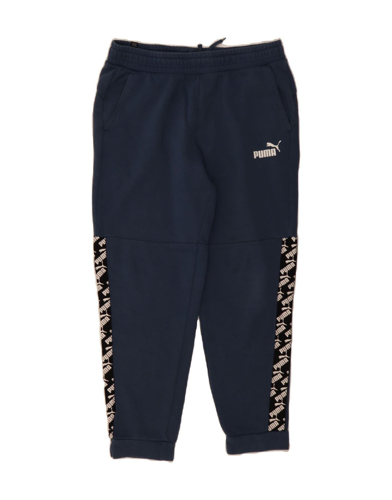 PUMA Mens Graphic Tracksuit Trousers Joggers Large Navy Blue Colourblock Vintage Puma and Second-Hand Puma from Messina Hembry 