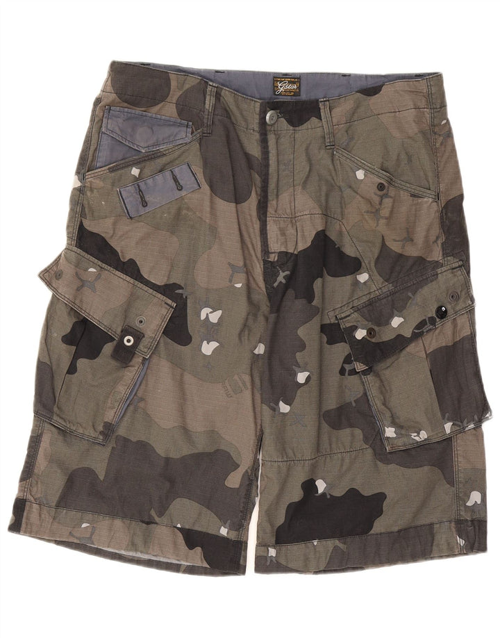 G-Star Mens Cargo Shorts W32 Medium Khaki Camouflage Cotton