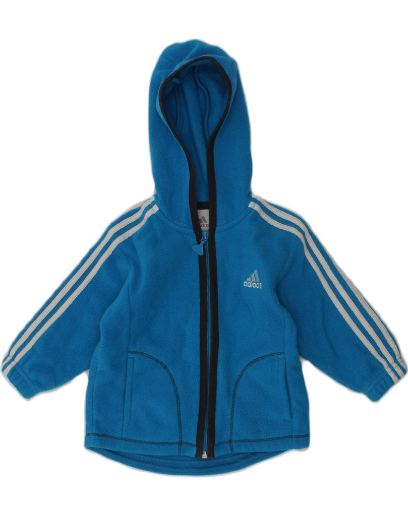 ADIDAS Baby Boys Hooded Fleece Jacket 6-9 Months Blue Polyester | Vintage Adidas | Thrift | Second-Hand Adidas | Used Clothing | Messina Hembry 