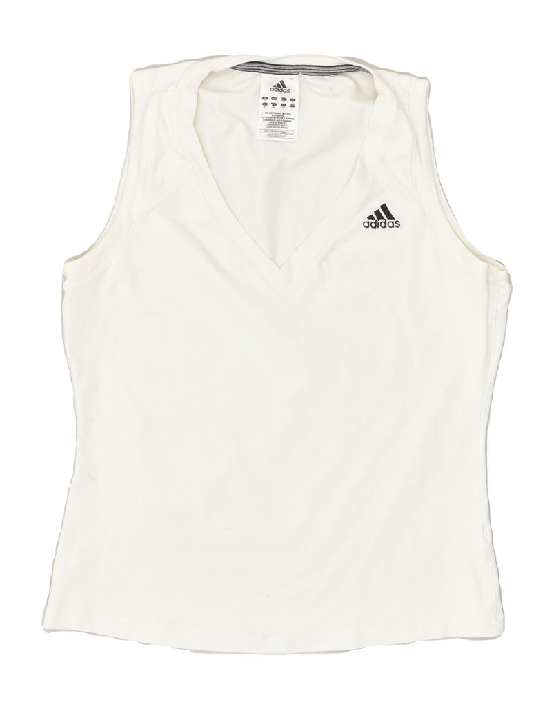 ADIDAS Womens Climalite Vest Top UK 16 Large  White Polyamide | Vintage Adidas | Thrift | Second-Hand Adidas | Used Clothing | Messina Hembry 