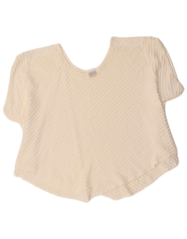 Benetton Womens Asymmetric Oversized Blouse Top UK 14 Medium White Cotton