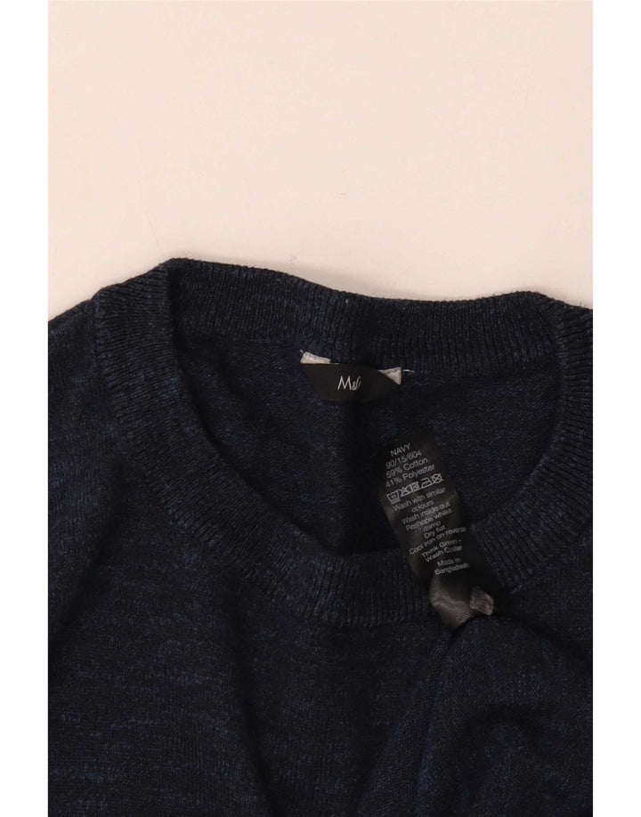 M&Co Mens Crew Neck Jumper Sweater XL Navy Blue Cotton