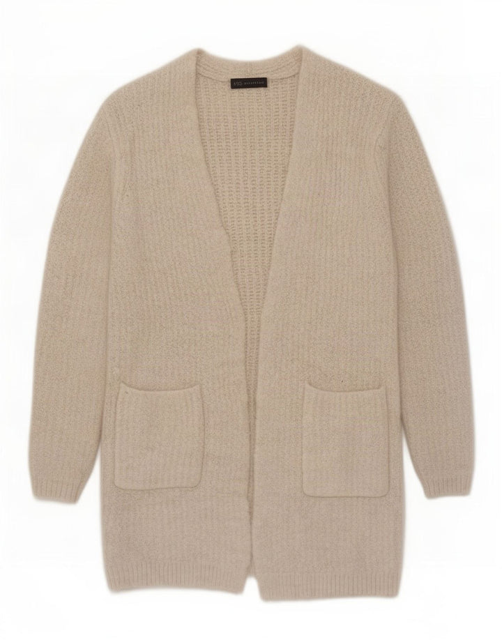 Marks & Spencer Womens Longline Open Cardigan Sweater UK 10 Small Beige
