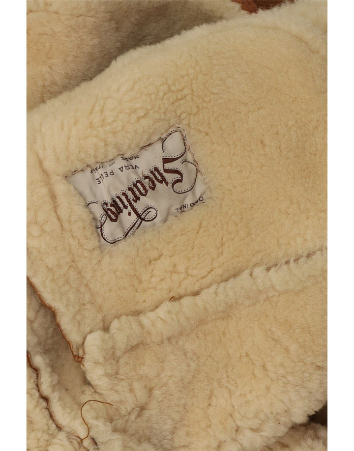 Vintage Mens Shearling Jacket UK 40 Large Brown Shearling