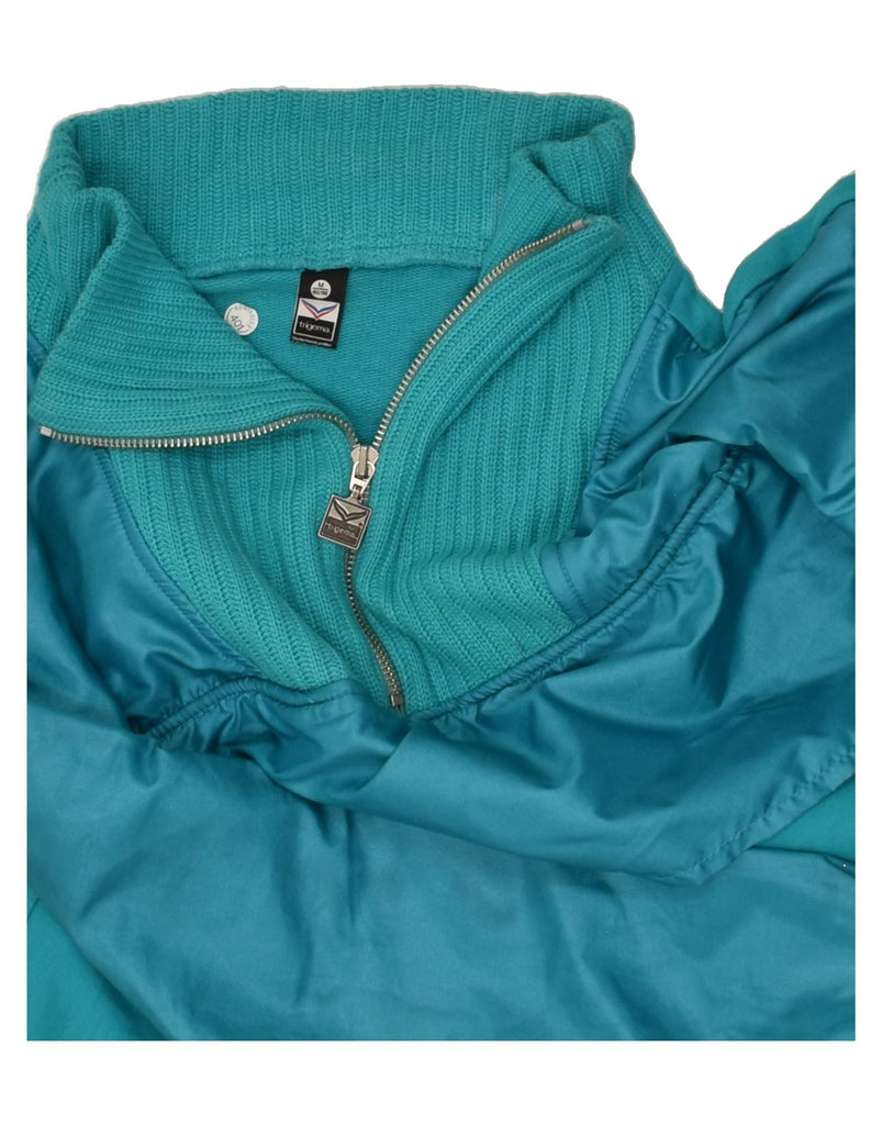 TRIGEMA Mens Zip Neck Sweatshirt Jumper Medium Blue Cotton | Vintage Trigema | Thrift | Second-Hand Trigema | Used Clothing | Messina Hembry 