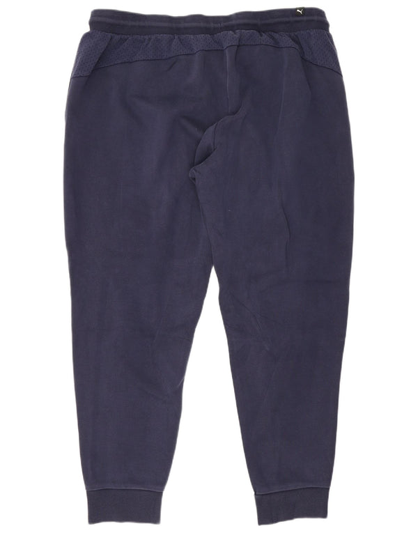 Puma Mens Graphic Tracksuit Trousers Joggers 2XL Navy Blue Cotton