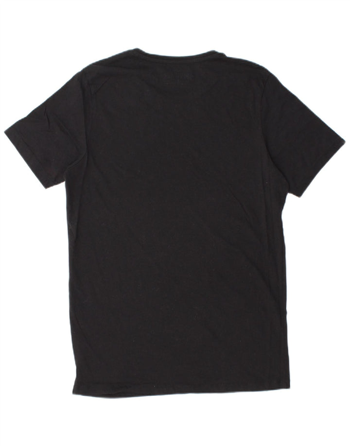 JACK & JONES Mens Graphic T-Shirt Top Large Black Cotton