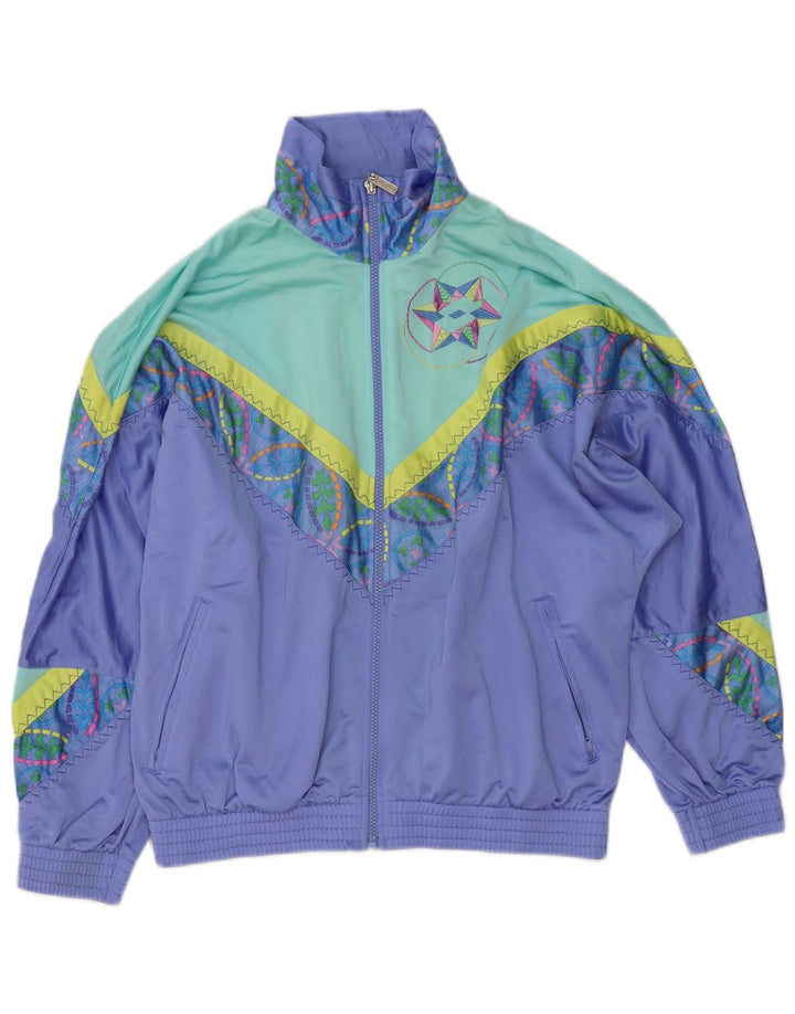 Lotto Mens Loose Fit Tracksuit Top Jacket Small Purple Colourblock