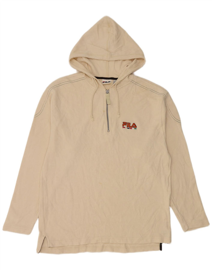 Fila Mens Hooded Top Long Sleeve Large Beige Cotton