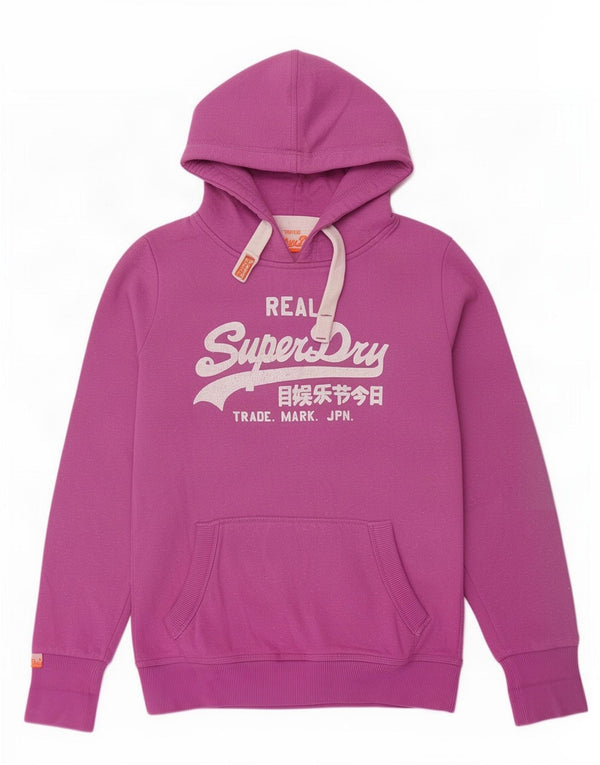 Superdry Womens Graphic Hoodie Jumper UK 10 Small Purple Cotton