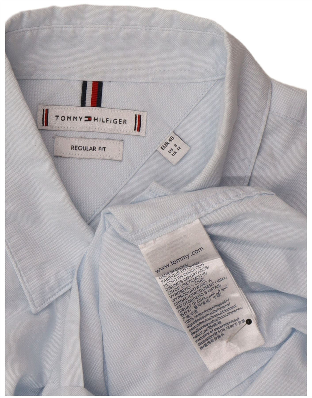 Tommy Hilfiger Womens Regular Fit Shirt UK 12 Medium Blue Cotton Classic