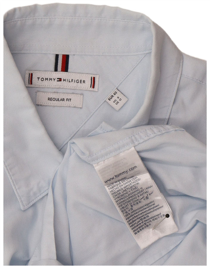Tommy Hilfiger Womens Regular Fit Shirt UK 12 Medium Blue Cotton Classic