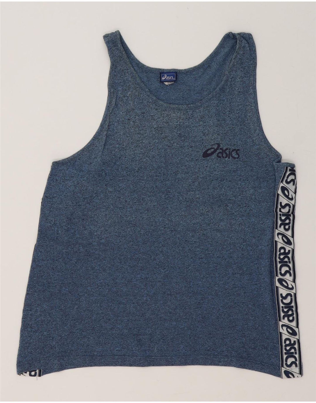 ASICS Womens Graphic Vest Top UK 14 Large Blue Flecked Cotton