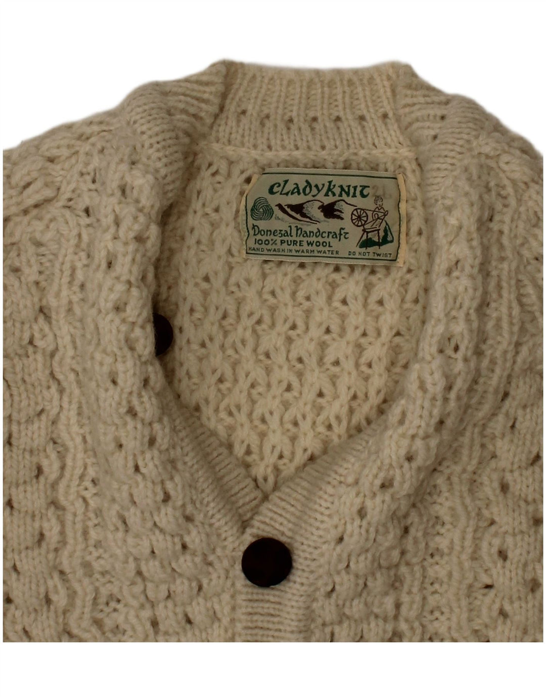 Cladyknit Boys Cardigan Sweater 3-4 Years Beige Wool