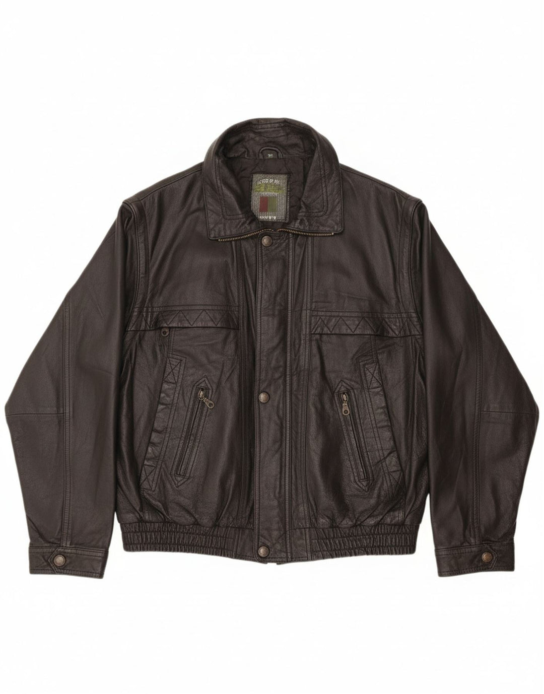 VINTAGE Mens Leather Jacket IT 54 2XL Black Leather