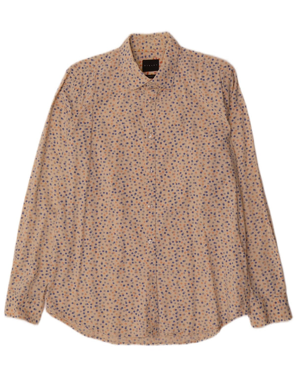 Sisley Mens Regular Fit Shirt Medium Beige Spotted