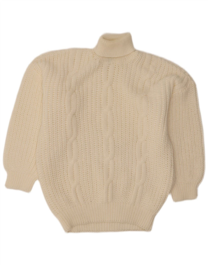 Vintage Mens Roll Neck Jumper Sweater XL White