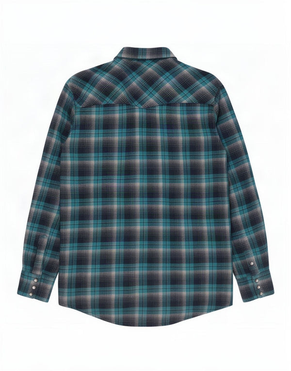 Wrangler Mens Tall Flannel Shirt XL Blue Check Cotton