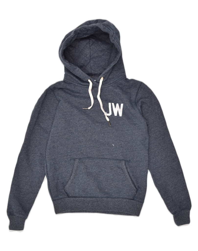 JACK WILLS Womens Graphic Hoodie Jumper UK 12 Medium Navy Blue Cotton | Vintage Jack Wills | Thrift | Second-Hand Jack Wills | Used Clothing | Messina Hembry 