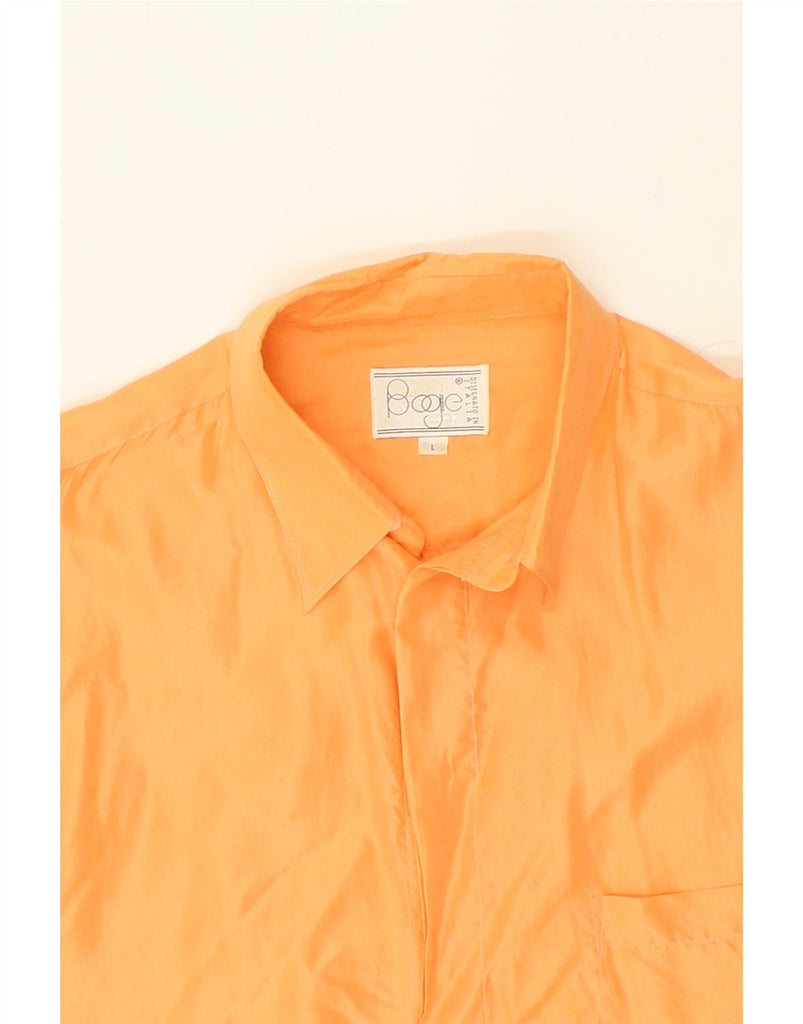 BOOGIE Mens Short Sleeve Shirt Large Orange Silk | Vintage BOOGIE | Thrift | Second-Hand BOOGIE | Used Clothing | Messina Hembry 