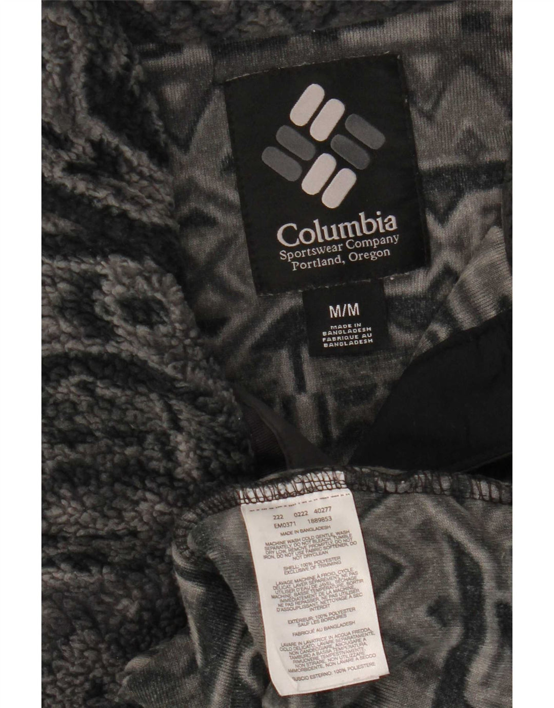 Columbia Mens Button Neck Fleece Jumper Medium Grey Geometric Polyester