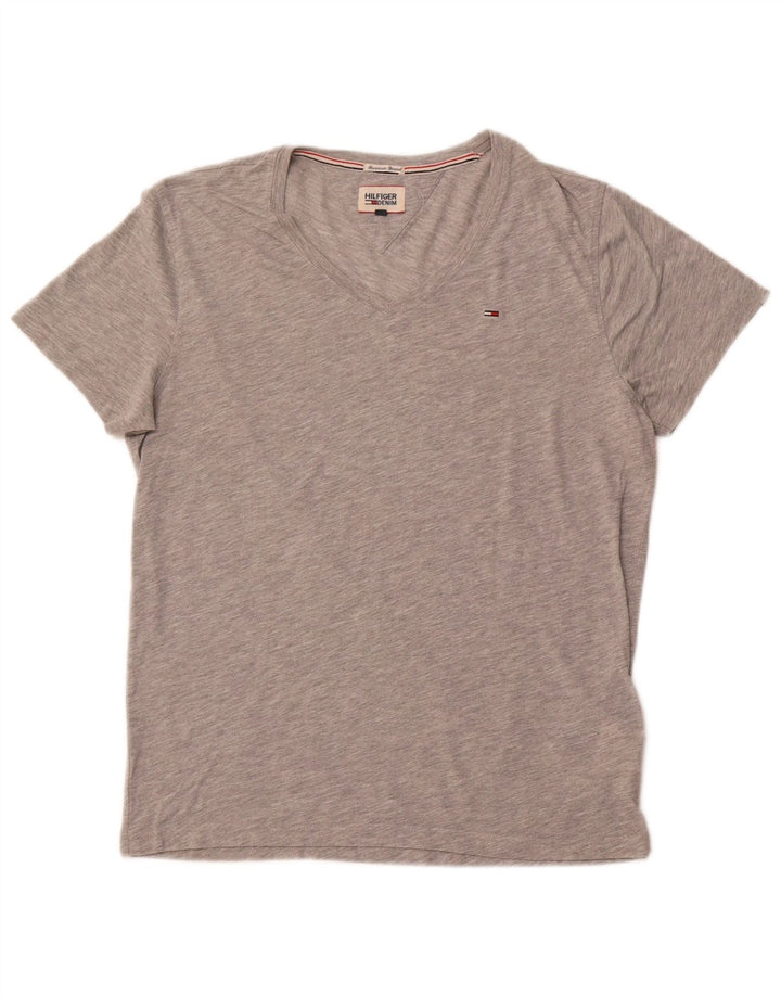 TOMMY HILFIGER Mens T-Shirt Top Medium Grey Flecked Cotton