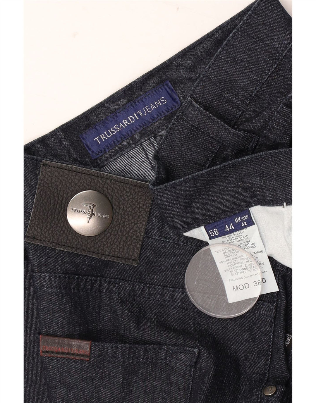 Trussardi Mens Straight Jeans W42 L30 Navy Blue Cotton