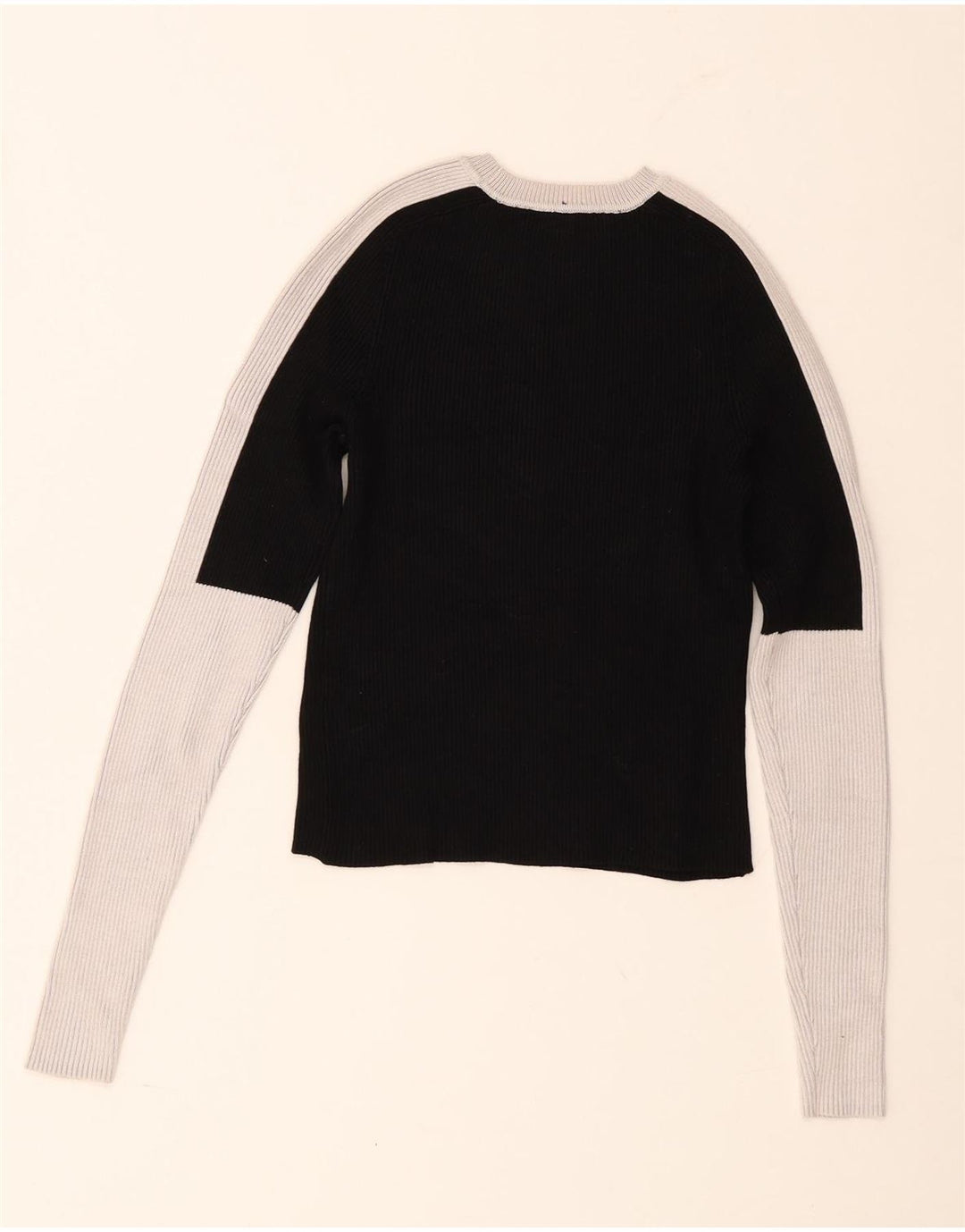Zara Womens Long Sleeve Crop Blouse Top UK 12 Medium Black Colourblock