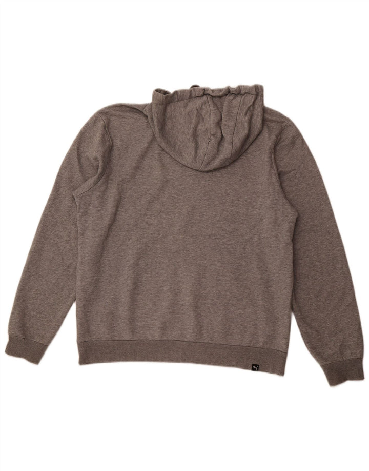 PUMA Mens Hoodie Jumper Medium Grey Cotton
