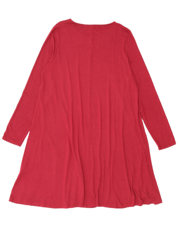Marks & Spencer Womens Long Sleeve T-Shirt Dress UK 16 Large Burgundy